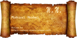 Maksai Noémi névjegykártya